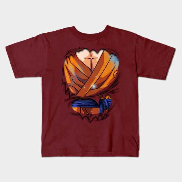 goku Super Sayayin Blue Chest Dragon ball Super Kids T-Shirt by GeekCastle